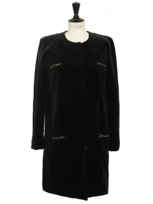 Veste en velours de coton noir brodé de chaînes dorées FW 2009 Prix boutique €2200 Taille 38 à 40 — photo 1