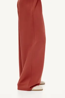 Pantalon large avec taille élastique - Rouge — photo 2