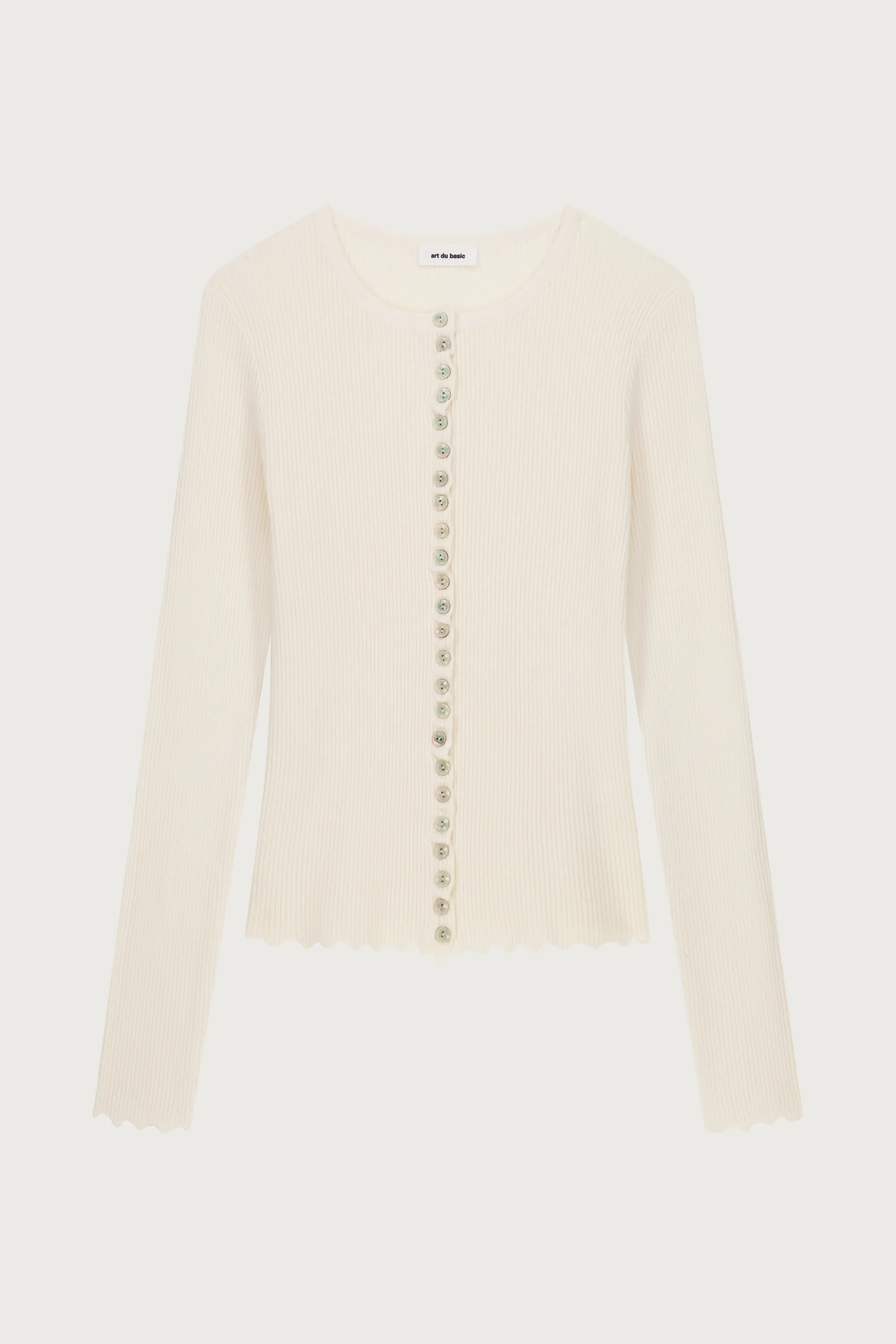 GILET EN MAILLE CÔTELÉ - ÉCRU
