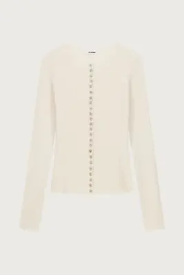 GILET EN MAILLE CÔTELÉ - ÉCRU