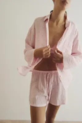 Chemise et short de pyjama - Rose clair/cœurs — photo 2