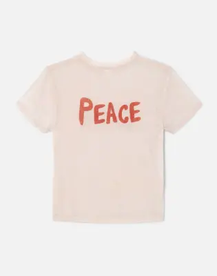 Nouveau ! RE/DONE T-shirt Classic Tee Love And Peace Pink Salt — photo 4