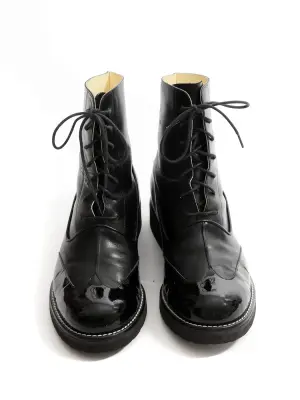 Bottines à lacets en cuir verni noir bout rond Prix boutique 2000€ taille 38 — photo 3