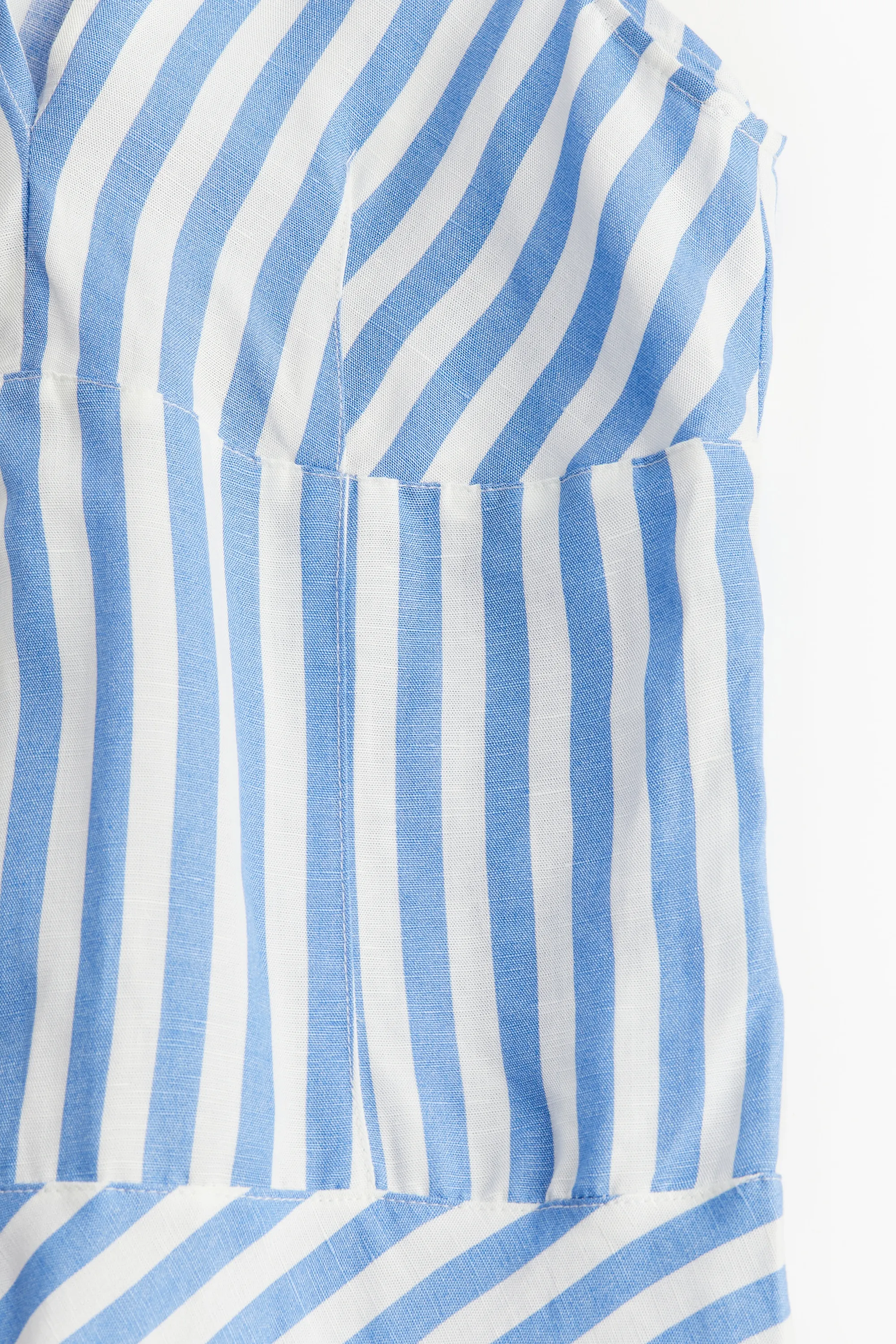 Robe en lin mélangé avec bretelles à nouer - Bleu/rayé