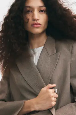Blazer court à fermeture croisée - Taupe — photo 3