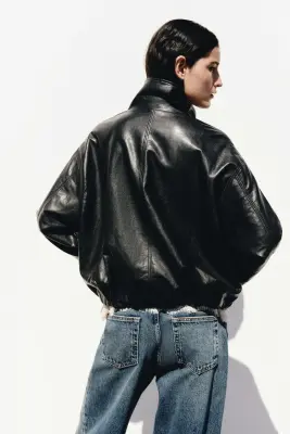 Veste oversize avec base à effet boule - Marron foncé — photo 4