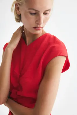 Robe à mancherons avec base en pointes - Rouge — photo 1