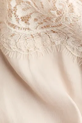 Combi-pantalon à jambes ballon avec dentelle - Beige clair/crème — photo 4