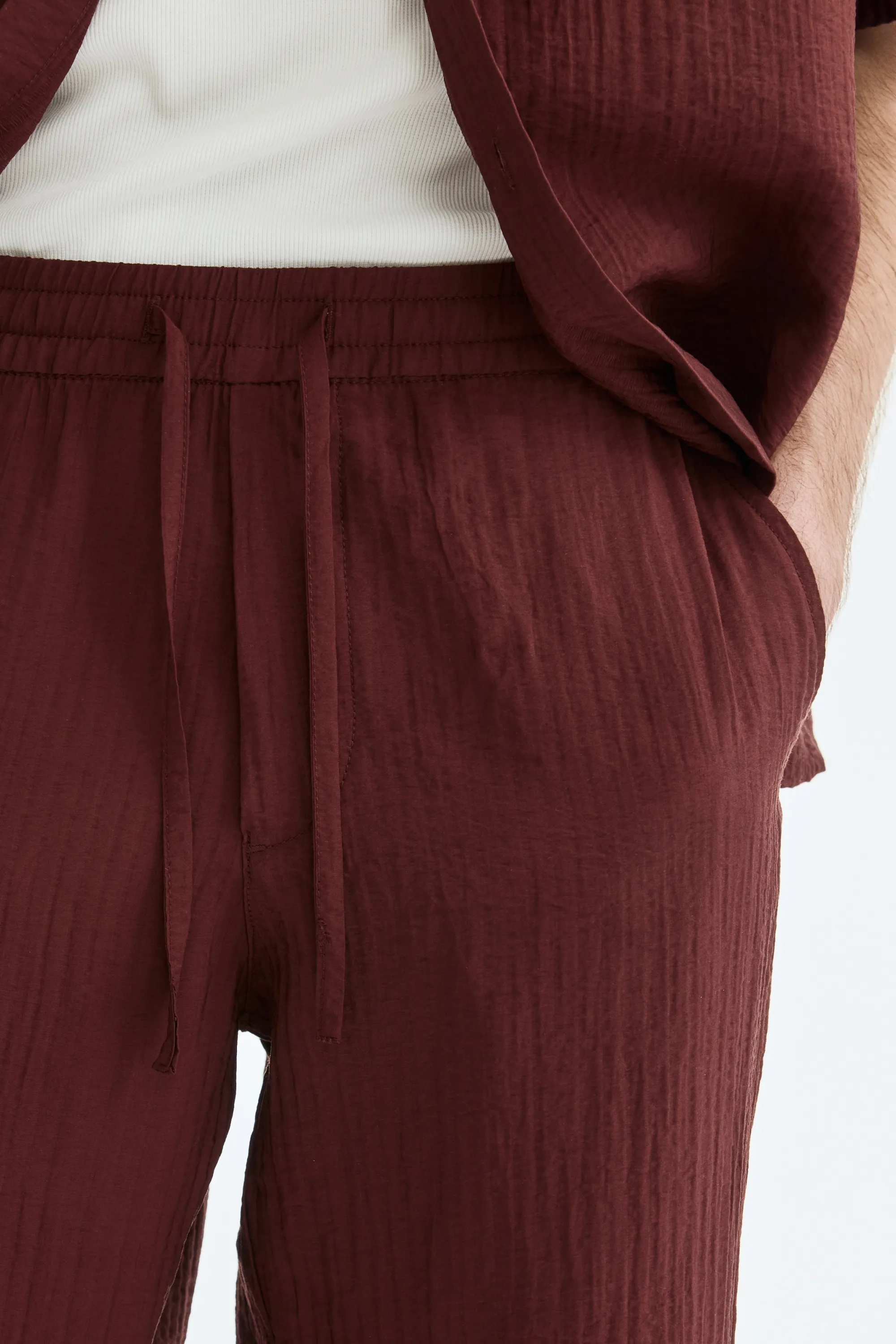 Pantalon texturé Relaxed Fit - Bordeaux