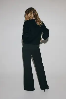 Pantalon évasé avec ceinture - Noir — photo 3