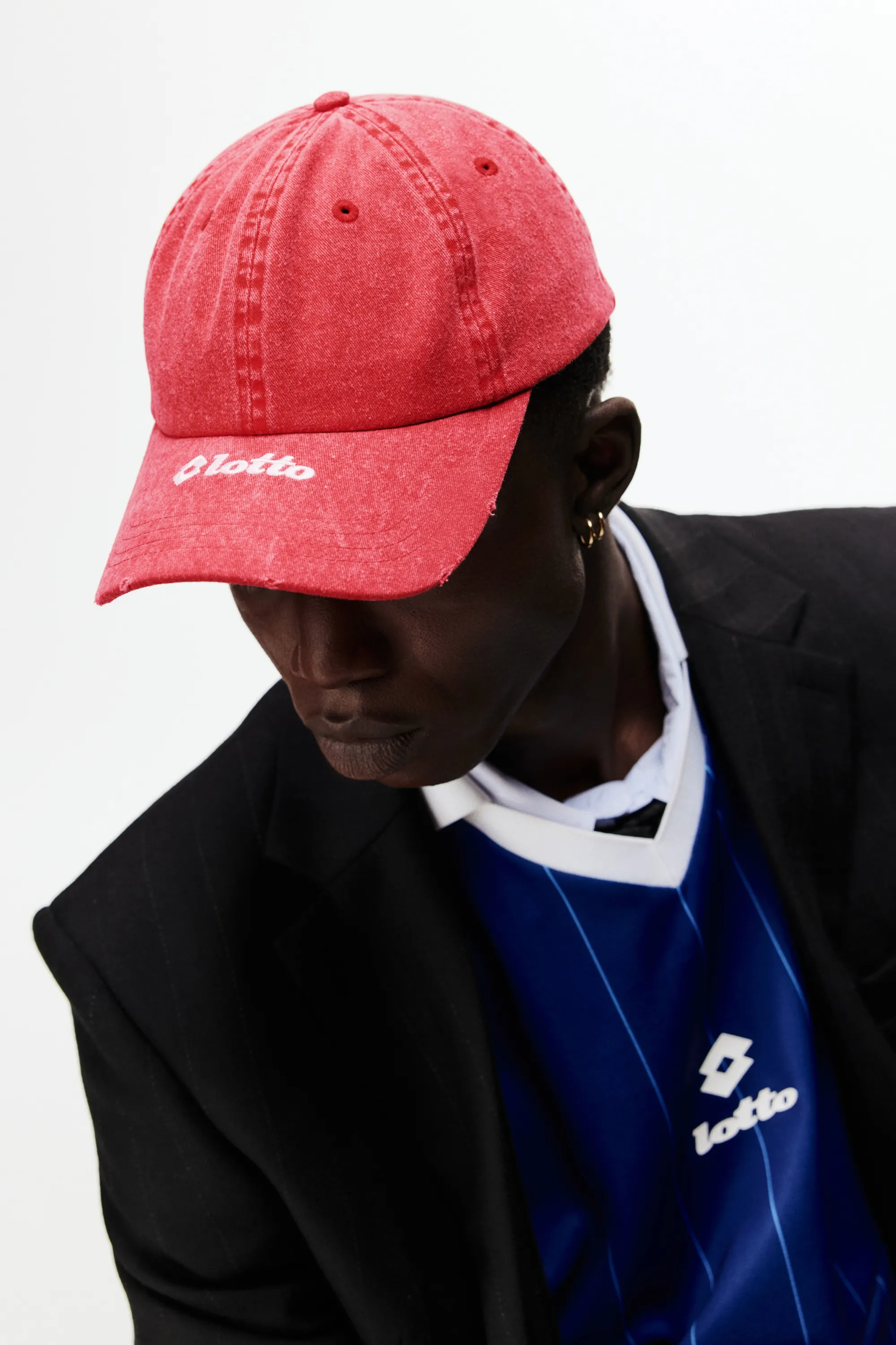Casquette en twill de coton avec motifs brodés - Rouge/Lotto