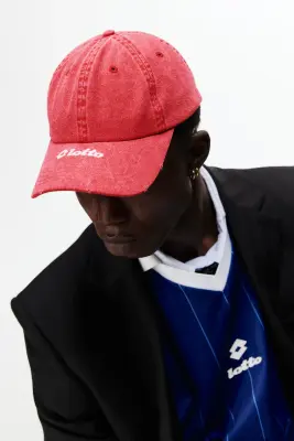 Casquette en twill de coton avec motifs brodés - Rouge/Lotto — photo 1