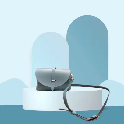 Petit Sac Bandoulière en Cuir Bleu Canard — photo 1