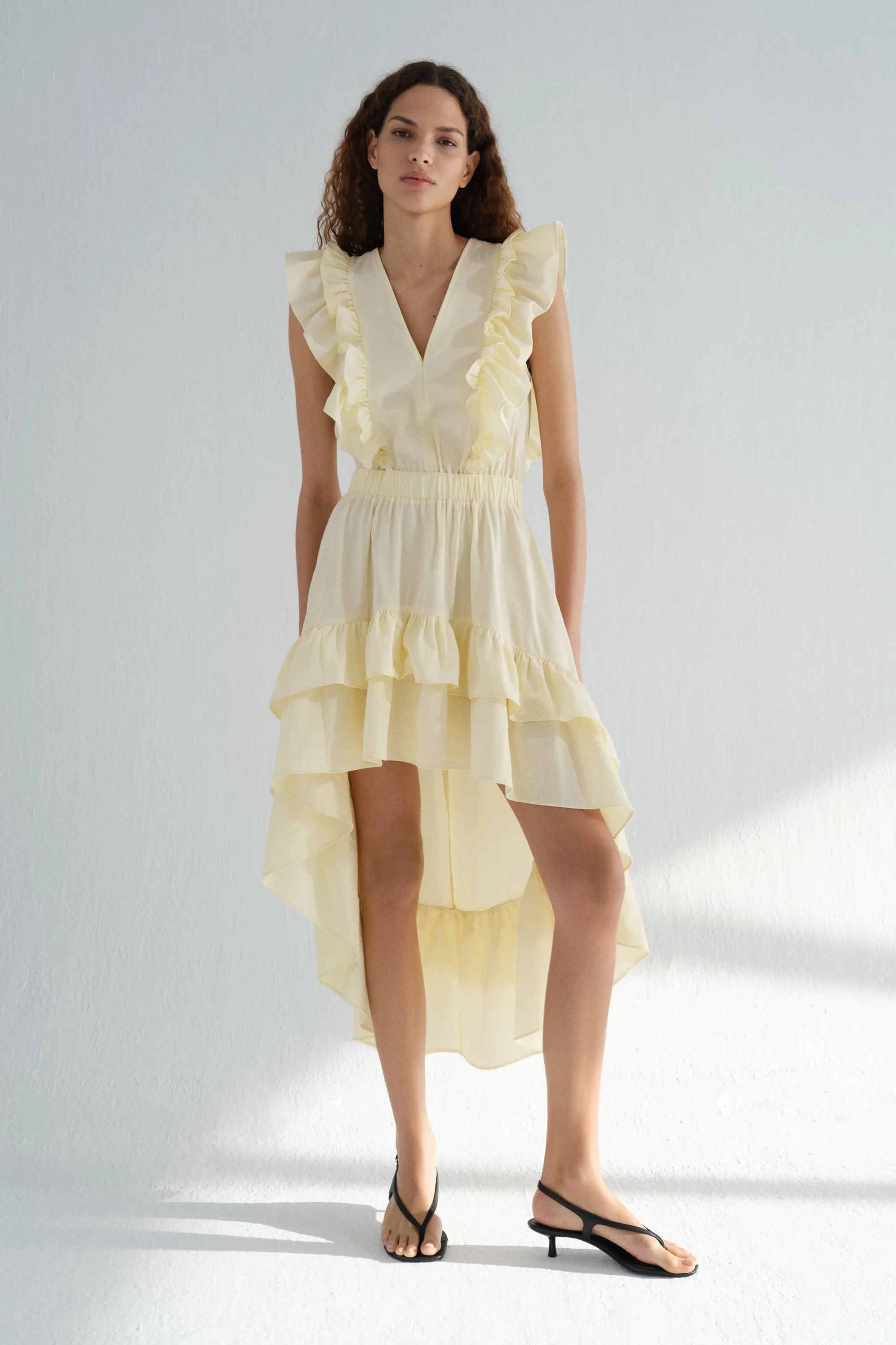 Robe volantée - Jaune pâle