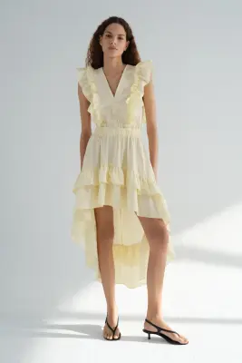 Robe volantée - Jaune pâle — photo 1
