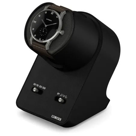 Remontoir pour 1 montre, similicuir noir, avec câble de chargement USB 309136