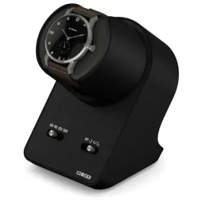 Remontoir pour 1 montre, similicuir noir, avec câble de chargement USB 309136
