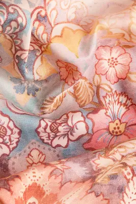 Jupe avec taille ruchée - Orange clair/motif cachemire — photo 4