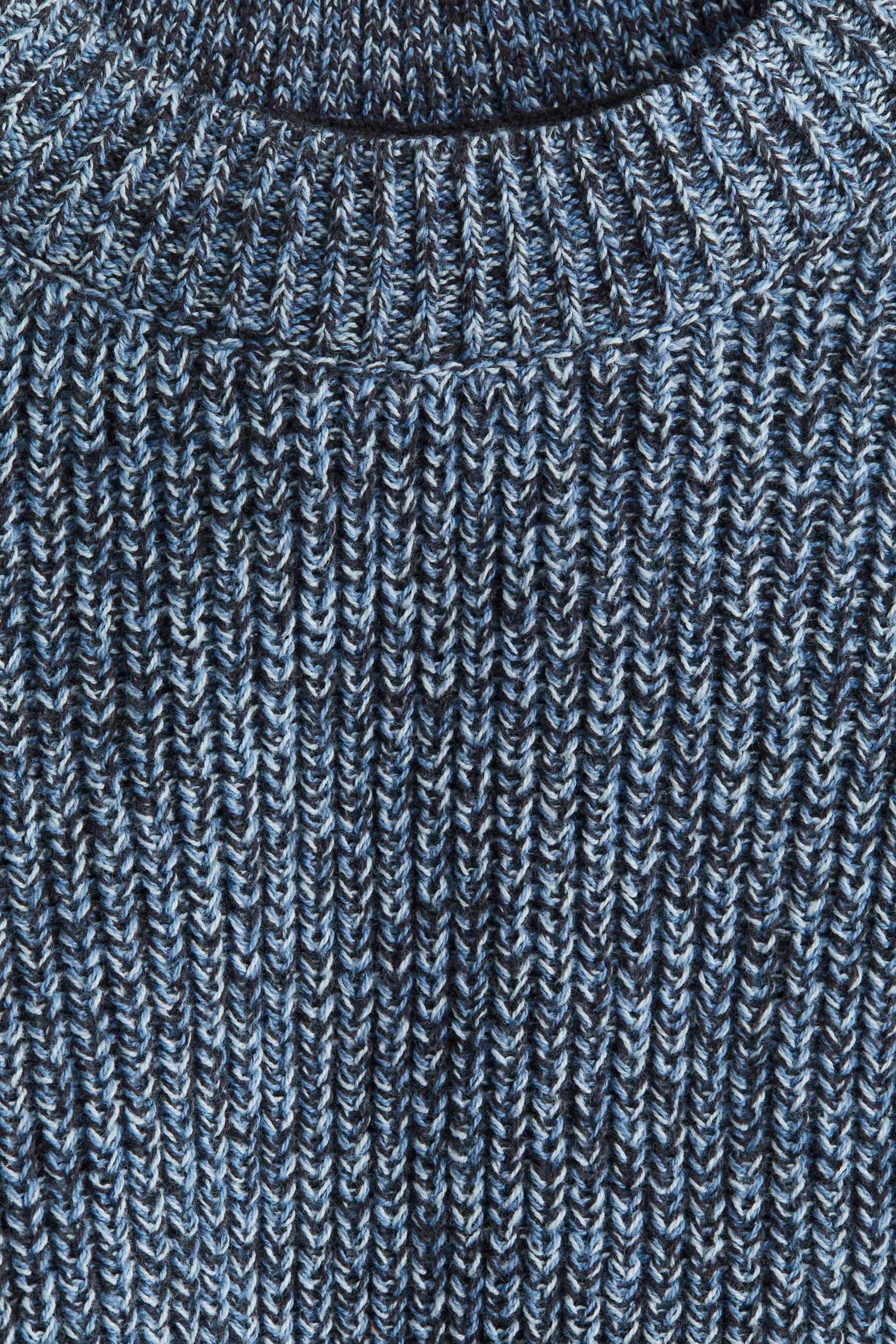 Pull en maille de coton côtelée - Bleu ancien