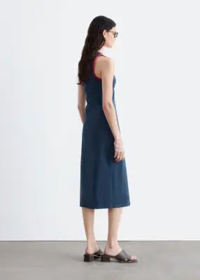 Robe midi à encolure en U - Bleu foncé/Rouge — photo 5