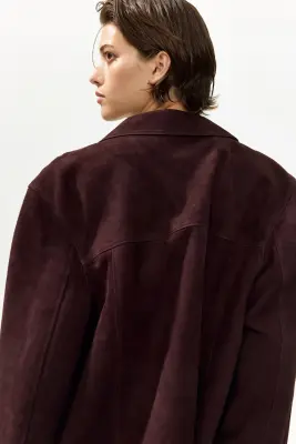 Veste en cuir velours - Bordeaux — photo 2