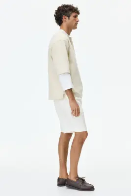 Short Relaxed Fit en lin mélangé - Blanc — photo 2