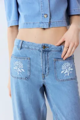 Wide Regular Waist Jeans - Bleu denim clair — photo 1