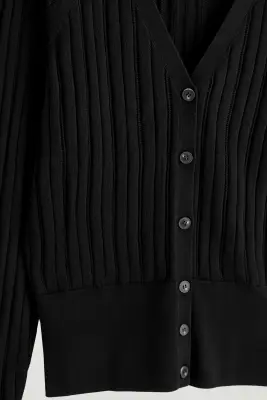 CARDIGAN EN MAILLE DE COTON POINTELLE - NOIR — photo 5