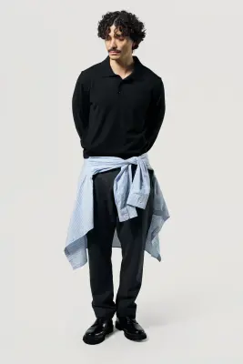 Le pull col polo - Noir