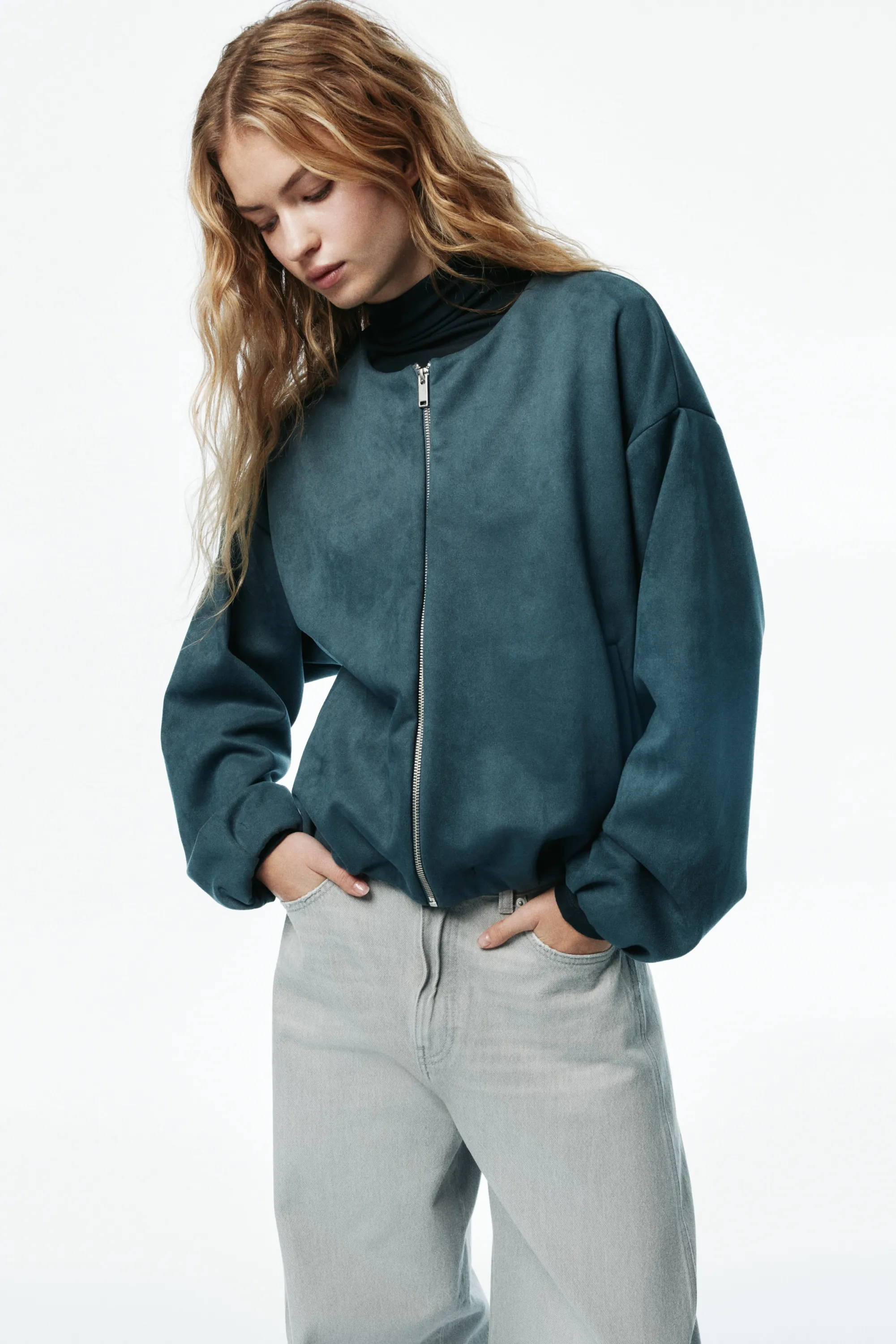 Veste oversize en jersey - Turquoise foncé