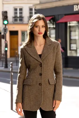 Victoire Blazer Coat - Brown fishbone — photo 1