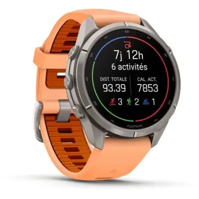 Garmin Fenix 9 Pro InReach amoled 43mm Sapphire Titane amoled bracelet corail/ocre 010-04335-01 — photo 3