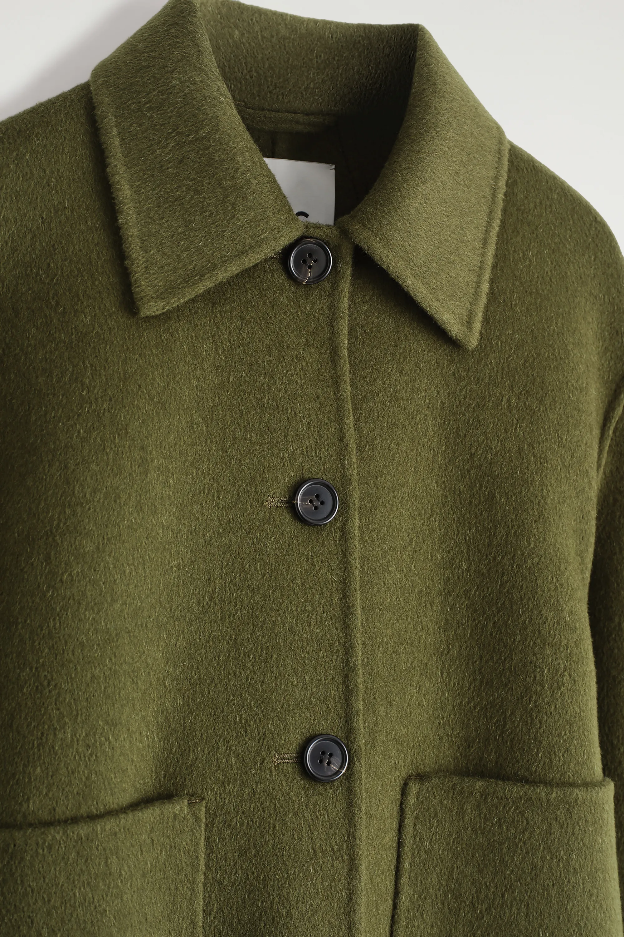 VESTE COURTE SILHOUETTE BOXY EN LAINE DOUBLE FACE - KAKI