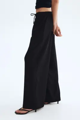 Pantalon large avec taille élastique - Noir — photo 5