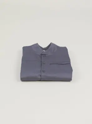 Murano Collar Overshirt in Gray Cotton Gabardine — photo 2