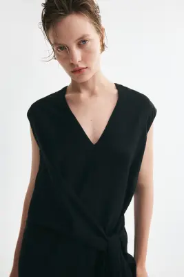 Robe sans manches avec détail croisé - Noir — photo 1