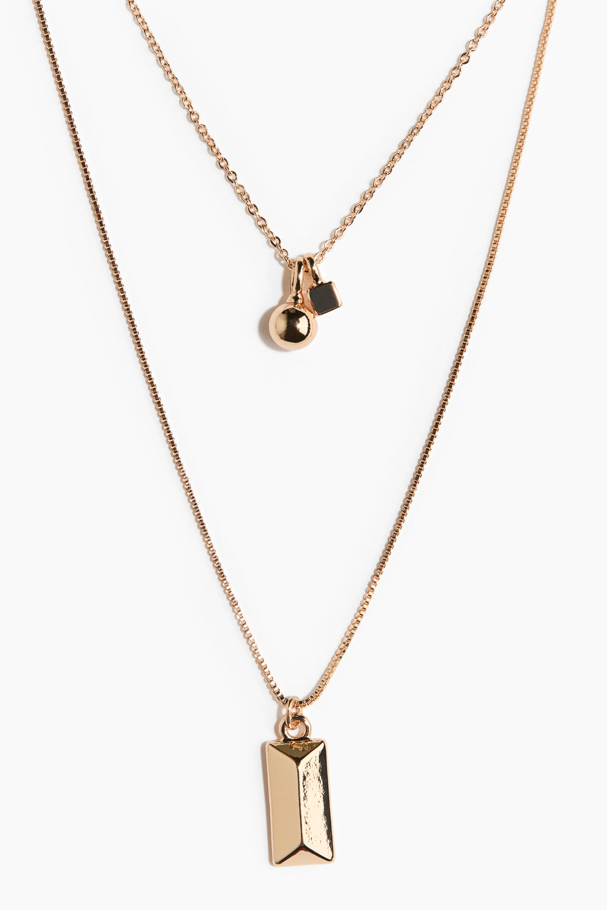 Collier à deux rangs avec pendentifs - Doré