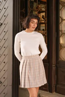 Iris Pleat Skirt - Purple plaid — photo 2