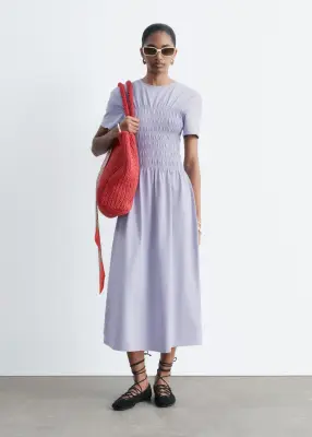 Robe midi à smocks - Lilas — photo 2