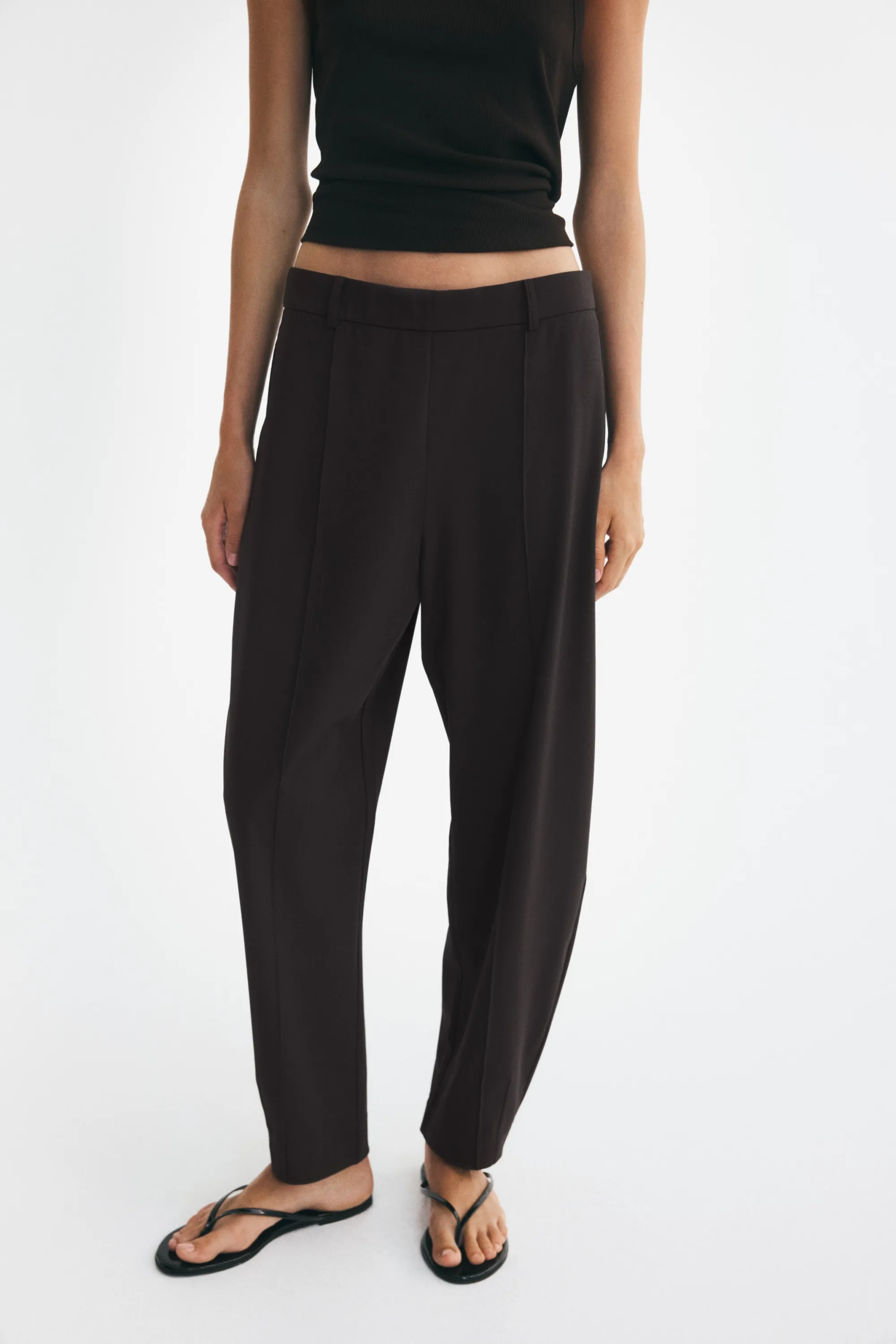 Pantalon barrel en jersey - Marron foncé