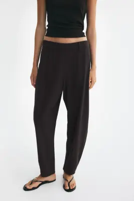 Pantalon barrel en jersey - Marron foncé — photo 1
