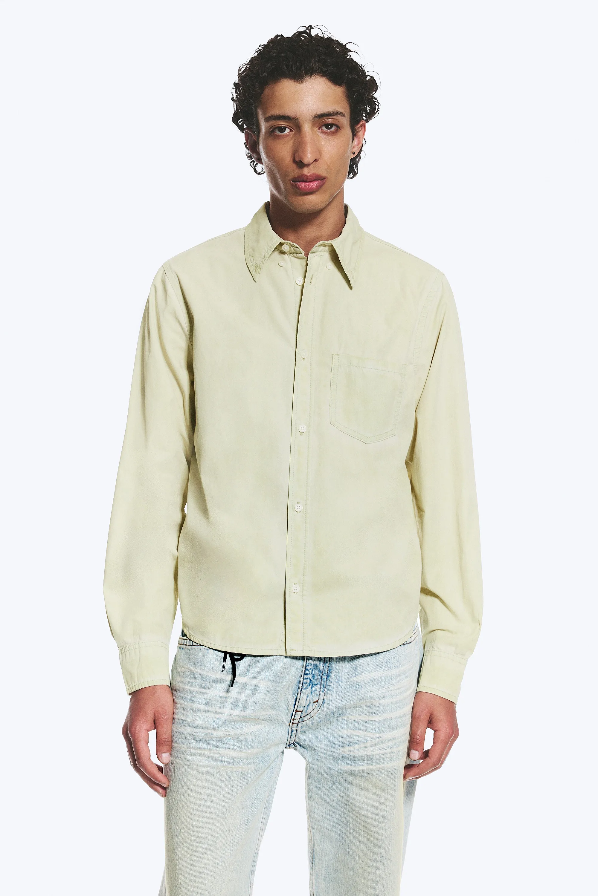 Chemise manches longues en coton - Taupe cendré clair