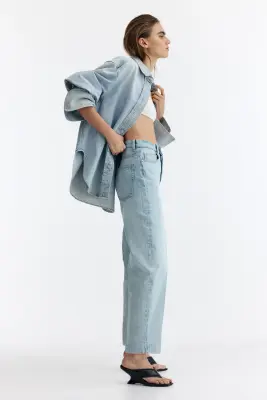 Barrel High Ankle Jeans - Bleu denim pâle — photo 1