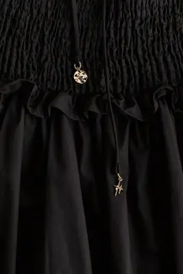 Robe bandeau avec corsage smocké - Noir — photo 3