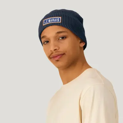 BONNET COTON BIO – BRODERIE MÉTRO PARISIEN - LE MARAIS - NAVY — photo 2