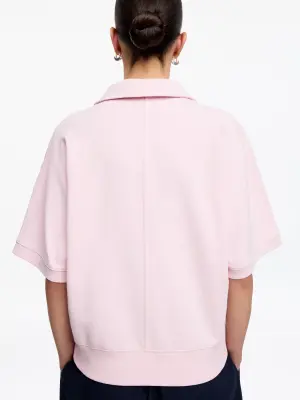 Sweat polo en tissu éponge - Rose poudré — photo 2
