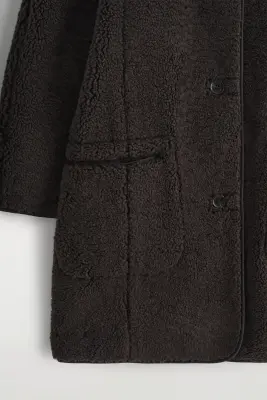 VESTE TEDDY LONGUE - BRUN FONCÉ — photo 2