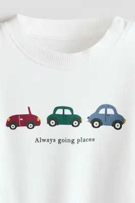 Lot de 3 T-shirts à manches longues en coton - Bleu ancien/voitures — photo 2
