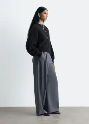 Cardigan en laine mérinos bouillie - Noir — photo 4
