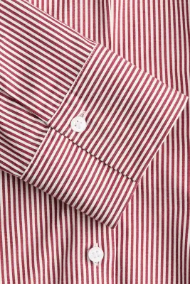Chemise ajustée - Rouge foncé/rayures crème — photo 3